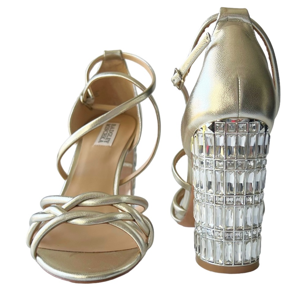 Badgley Mischka Soria Metallic Rhinestone Heels | 9 - Picture 2 of 11